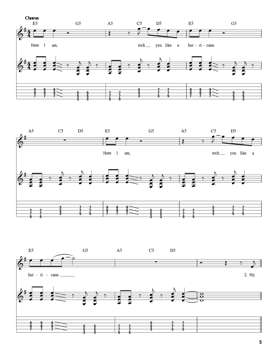 Rock You Like A Hurricane Electric Guitar scores gallery preview page 5