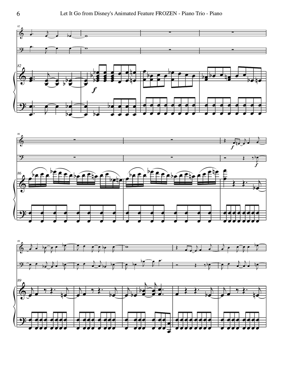 Let It Go (from Frozen) Piano Trio scores gallery preview page 6