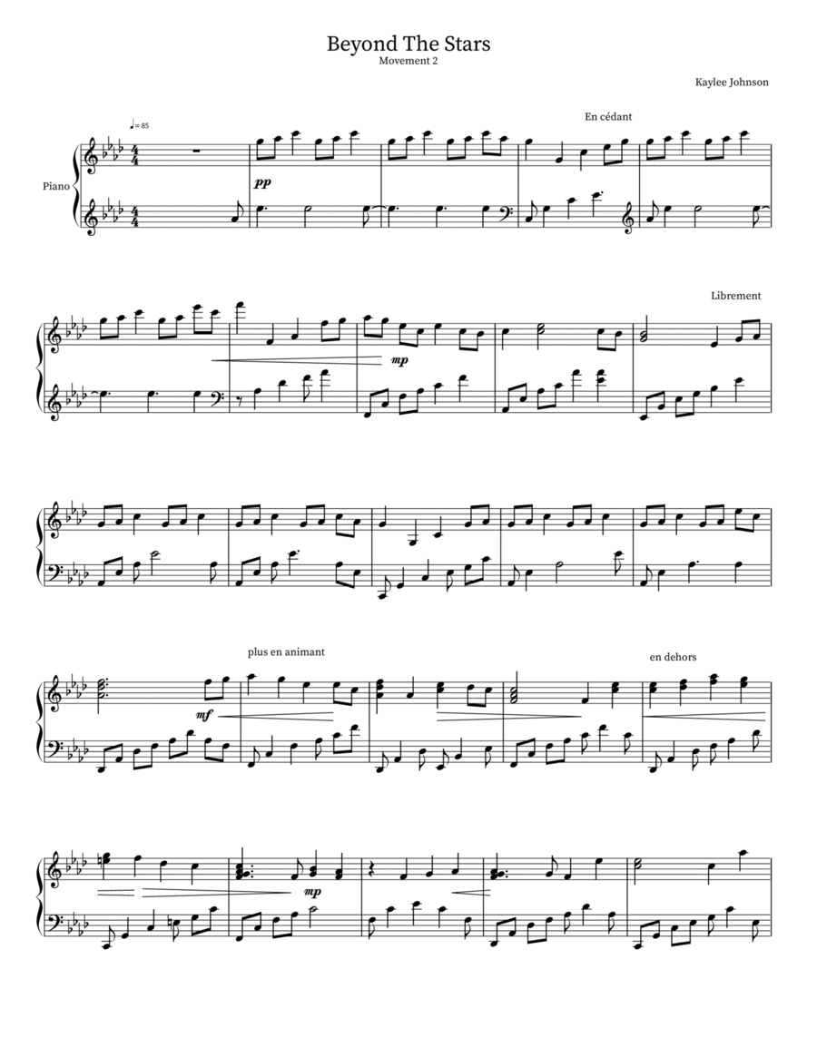 Beyond the Stars Beyond the Stars Piano Solo scores gallery preview page 1