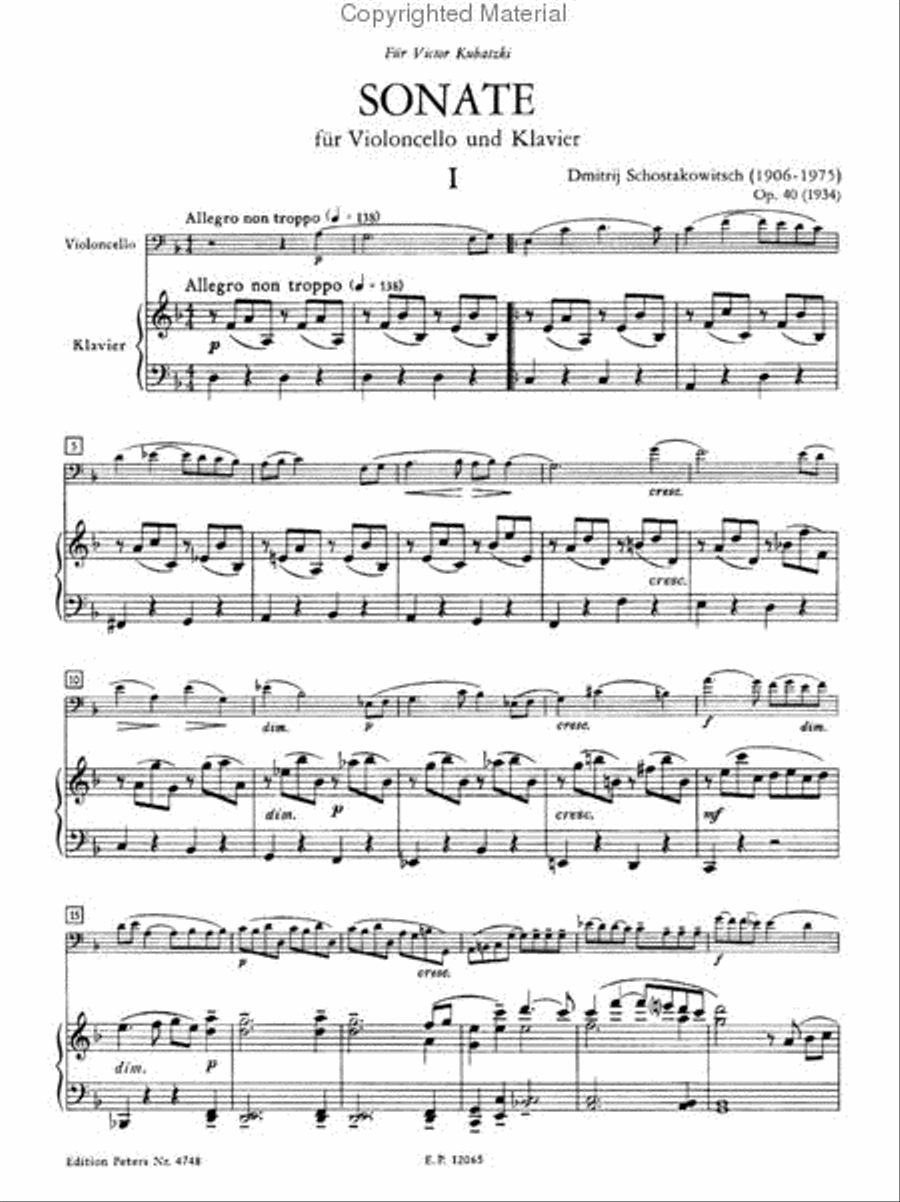 Sonata, Op. 40 - Cello and Piano Piano Accompaniment scores gallery preview page 3