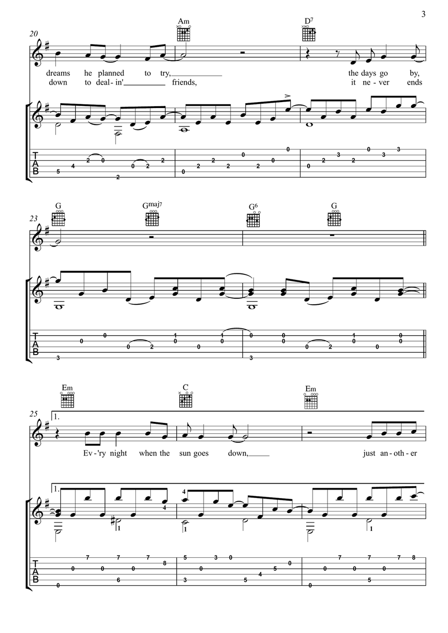 Tequila Sunrise Acoustic Guitar scores gallery preview page 3