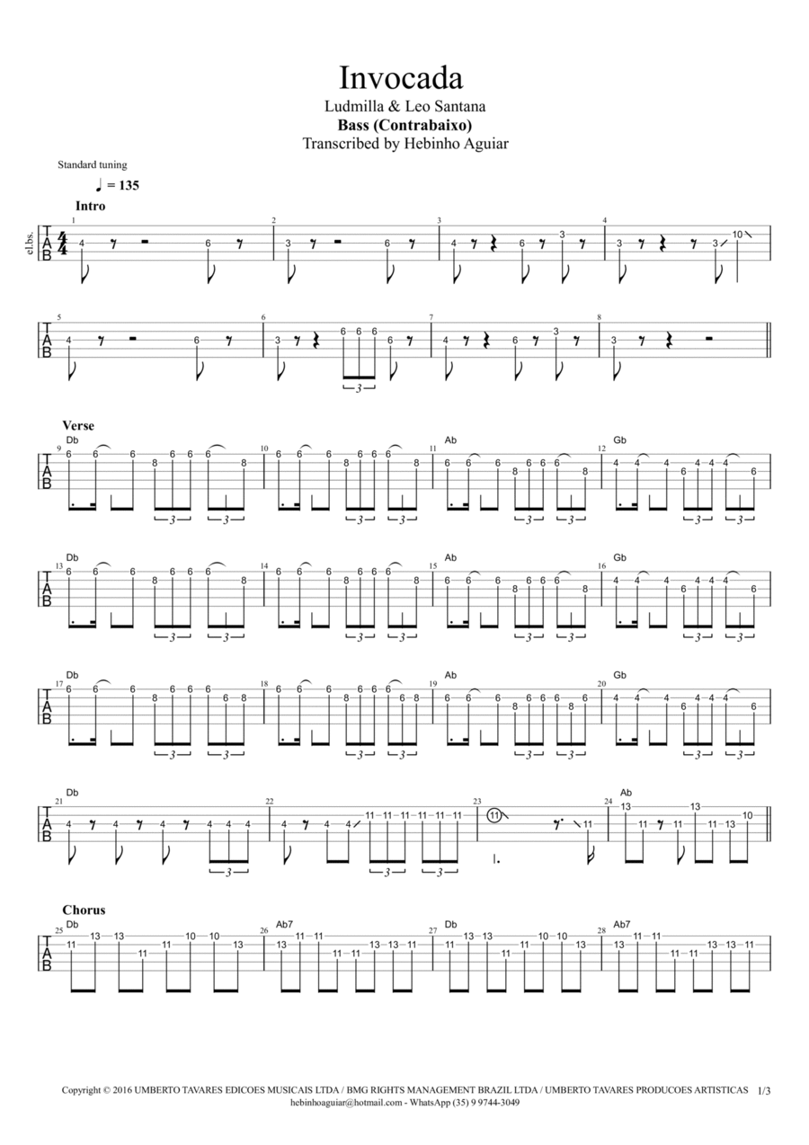 Invocada Bass Guitar scores gallery preview page 1