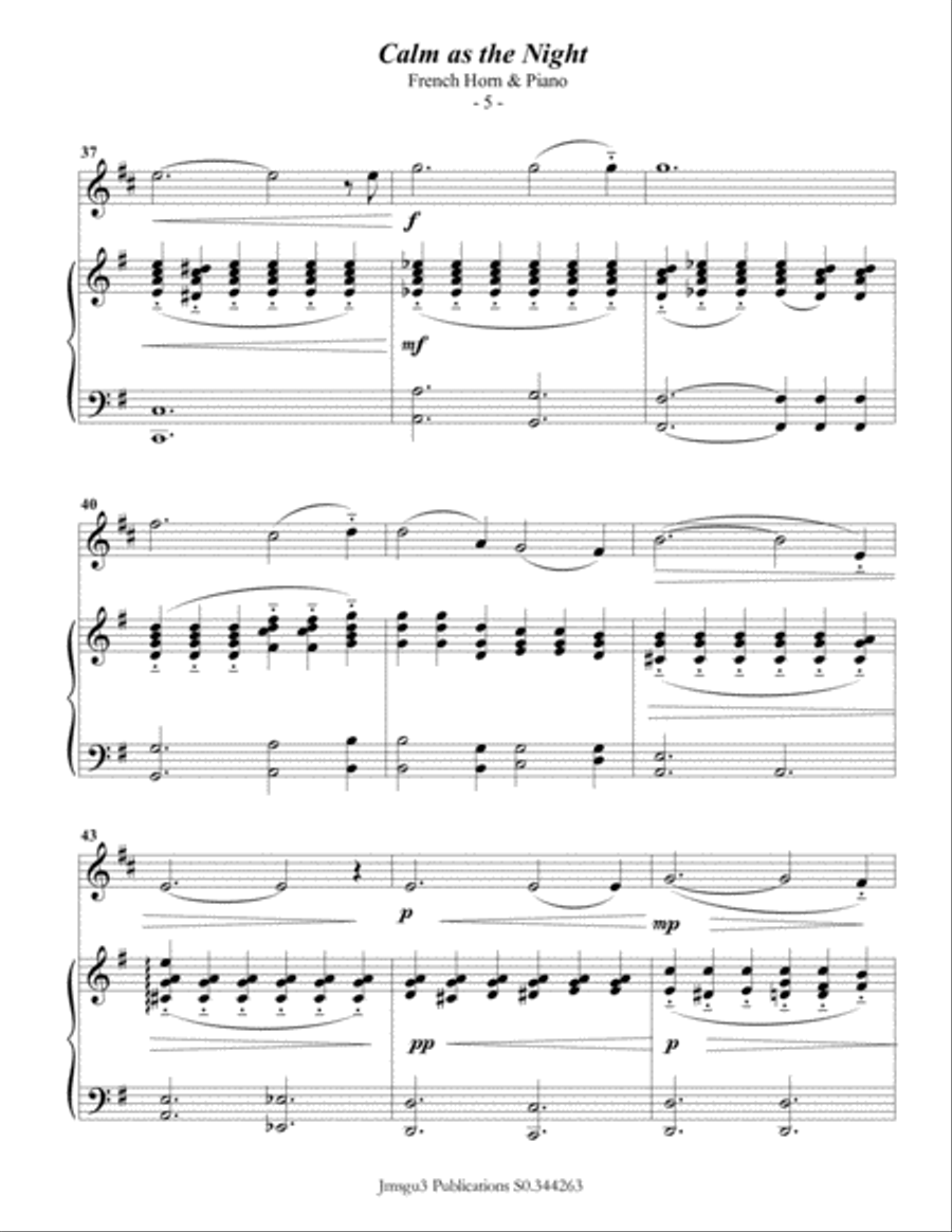 Bohm: Calm as the Night for French Horn & Piano Horn scores gallery preview page 5