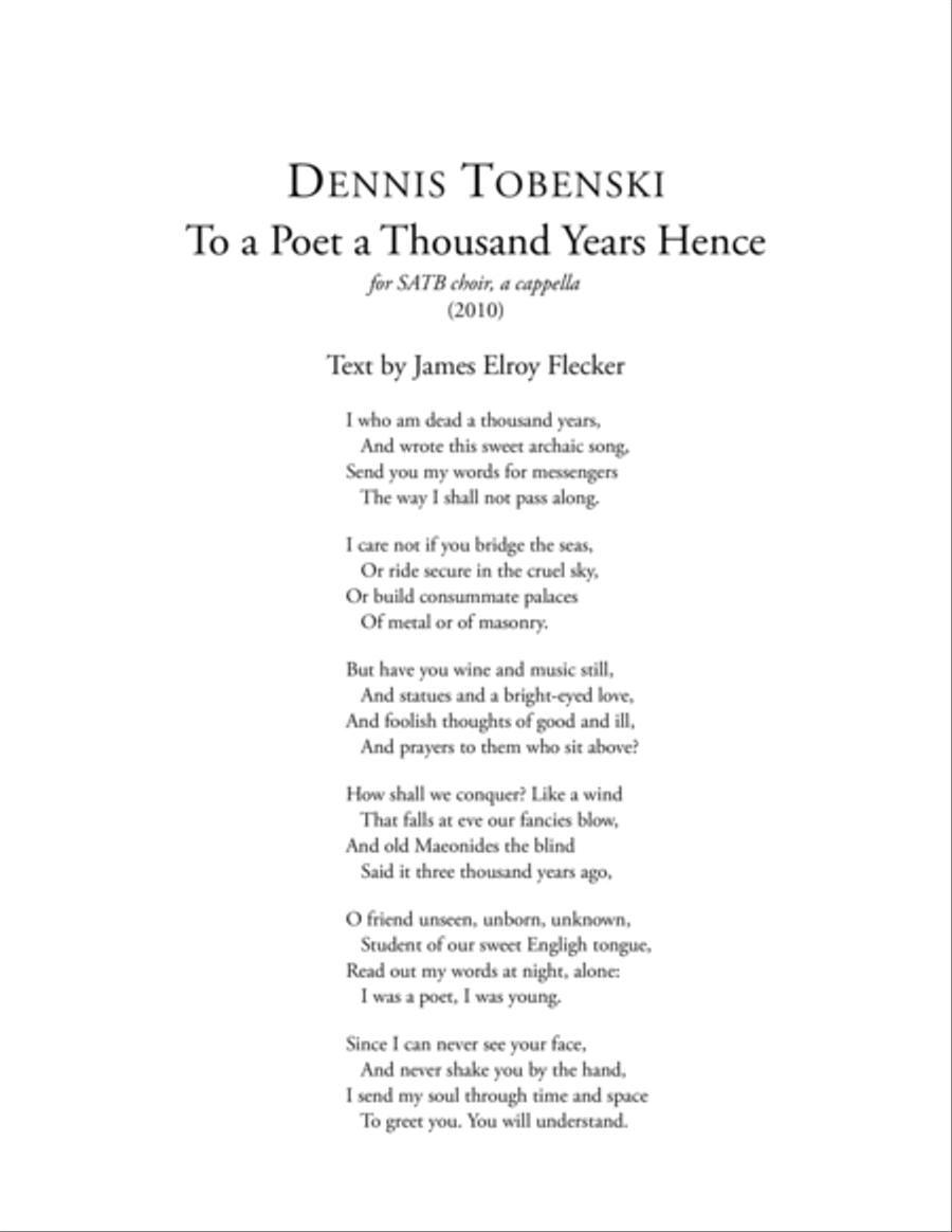 To a Poet a Thousand Years Hence 4-Part scores gallery preview page 2
