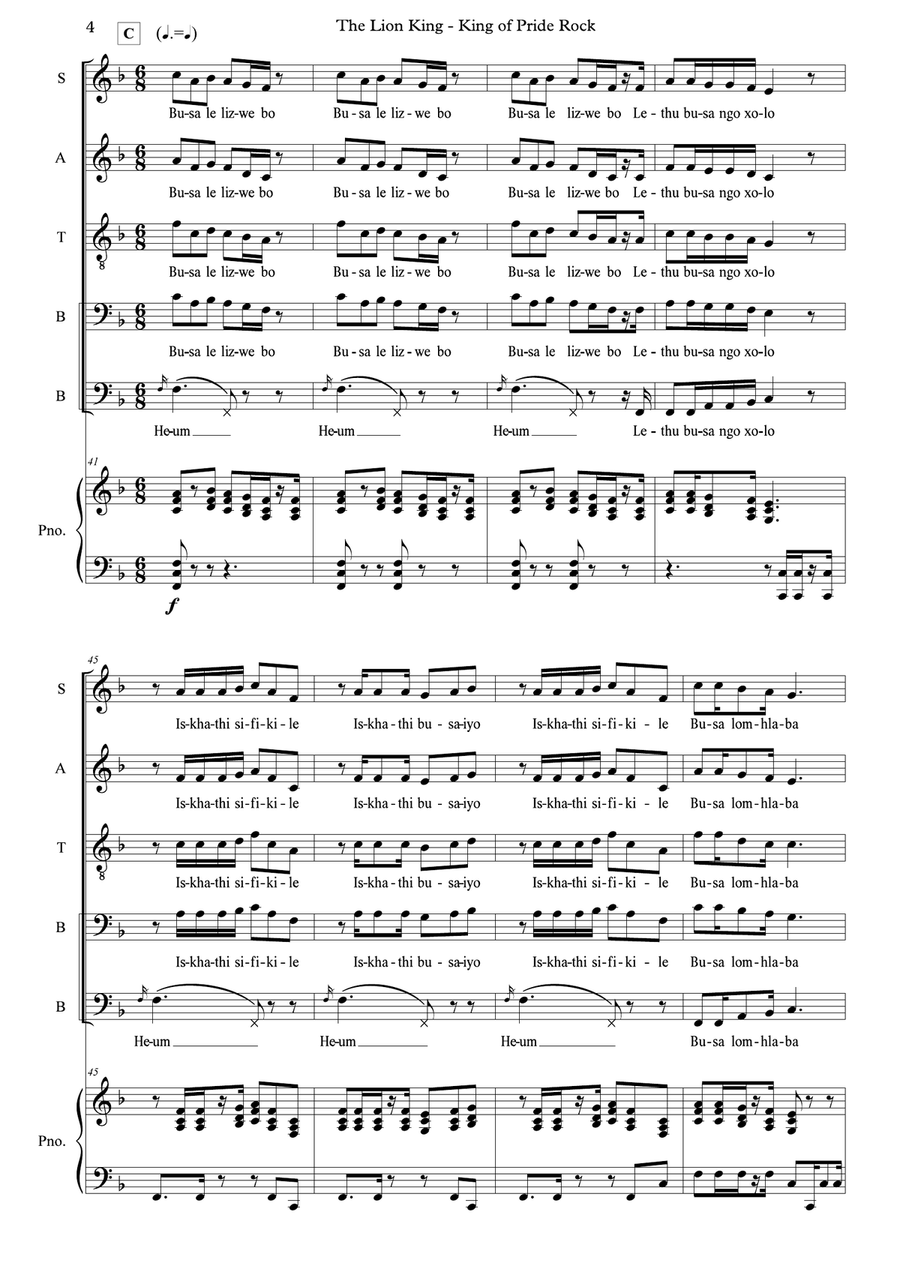 King Of Pride Rock Divisi scores gallery preview page 4
