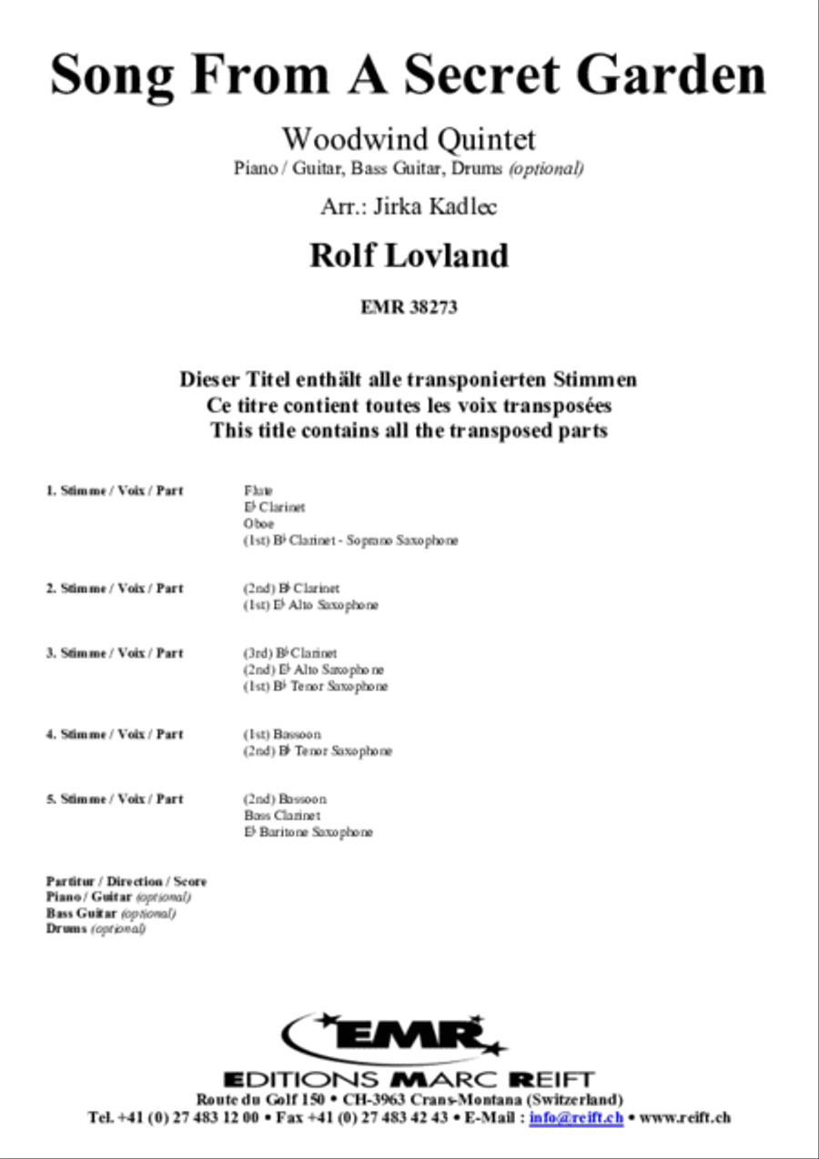 Song From A Secret Garden Woodwind Quintet scores gallery preview page 2