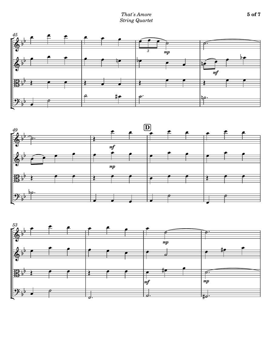 That's Amore (that's Love) String Quartet scores gallery preview page 5