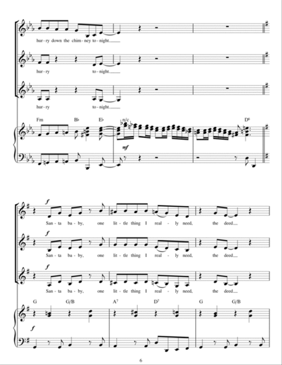 Santa Baby (arr. Jonathan Wikeley) SSA scores gallery preview page 6