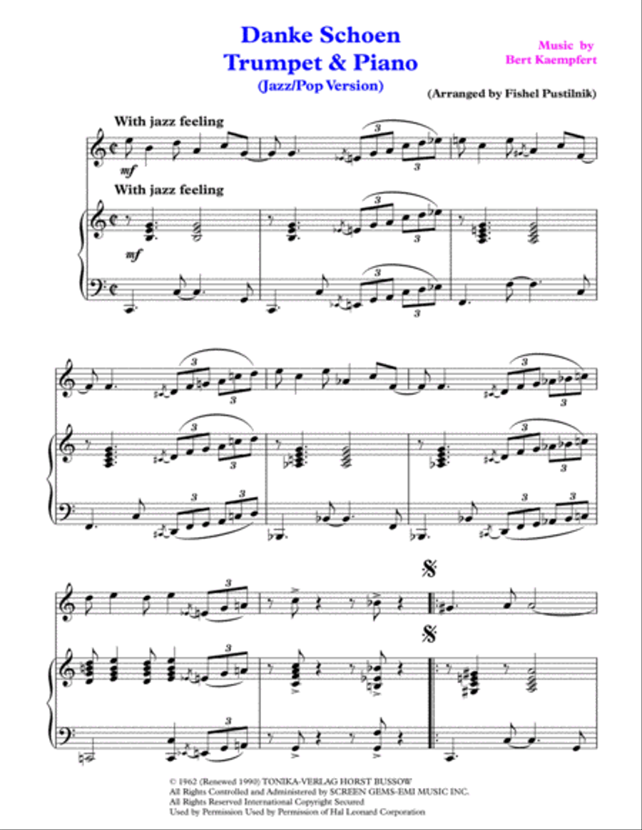 Danke Schoen Trumpet Solo scores gallery preview page 2