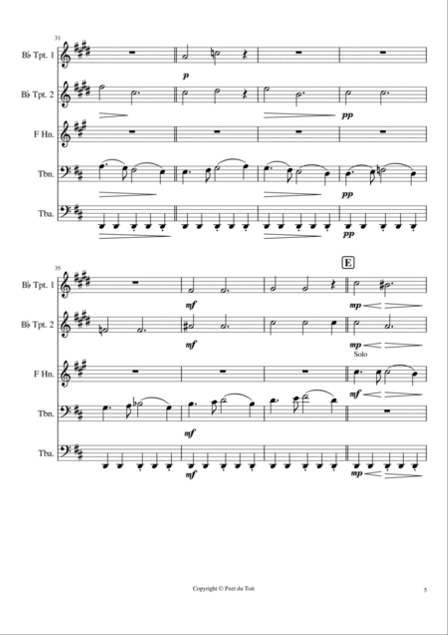 Allegro con grazia from Symphony no. 6 'Pathétique', Op. 74 - PI Tchaikovsky (Brass Quintet) Brass Quintet scores gallery preview page 5