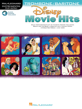 Book cover for Disney Movie Hits for Trombone/Baritone B.C.
