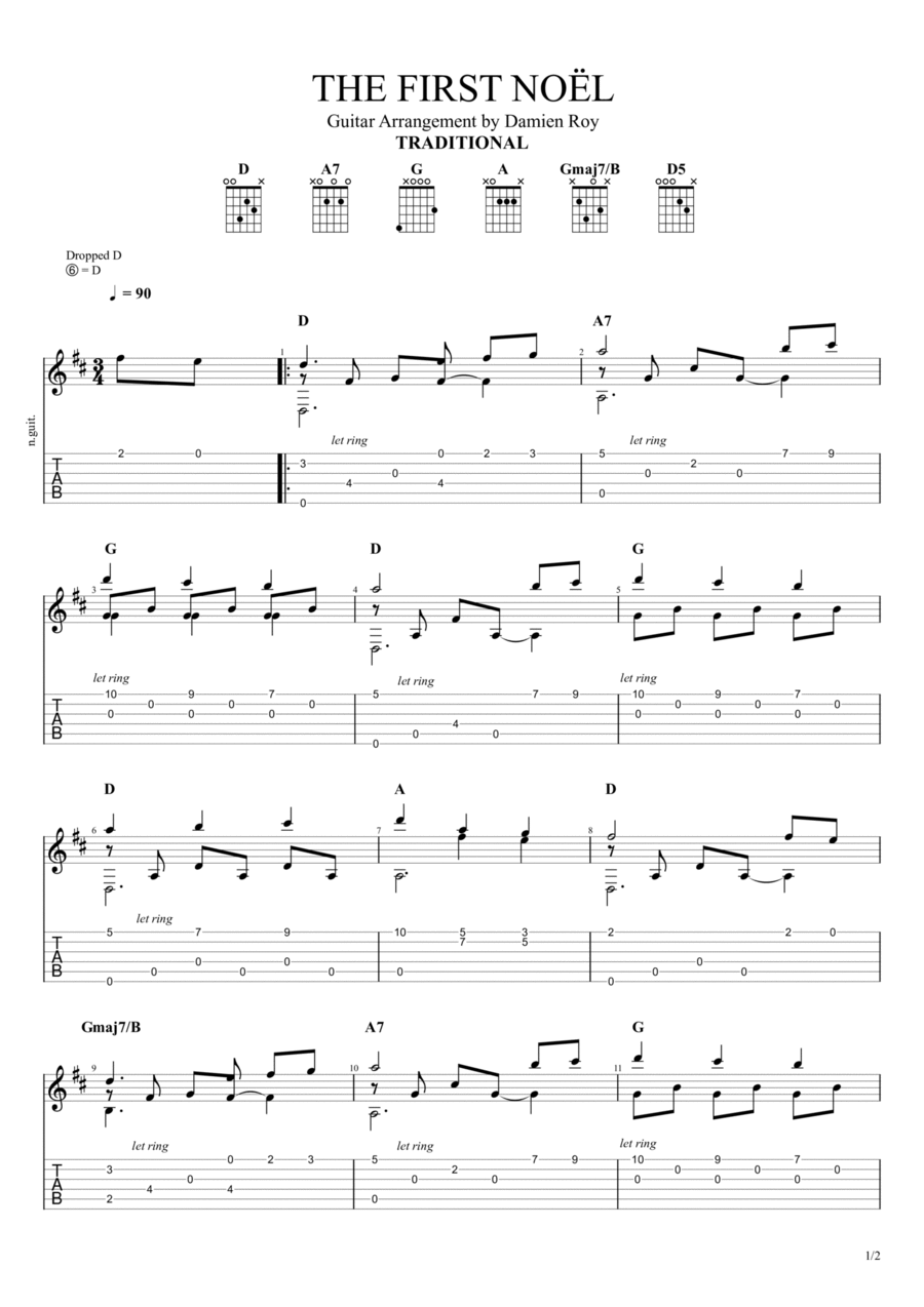 THE FIRST NOËL Acoustic Guitar scores gallery preview page 1