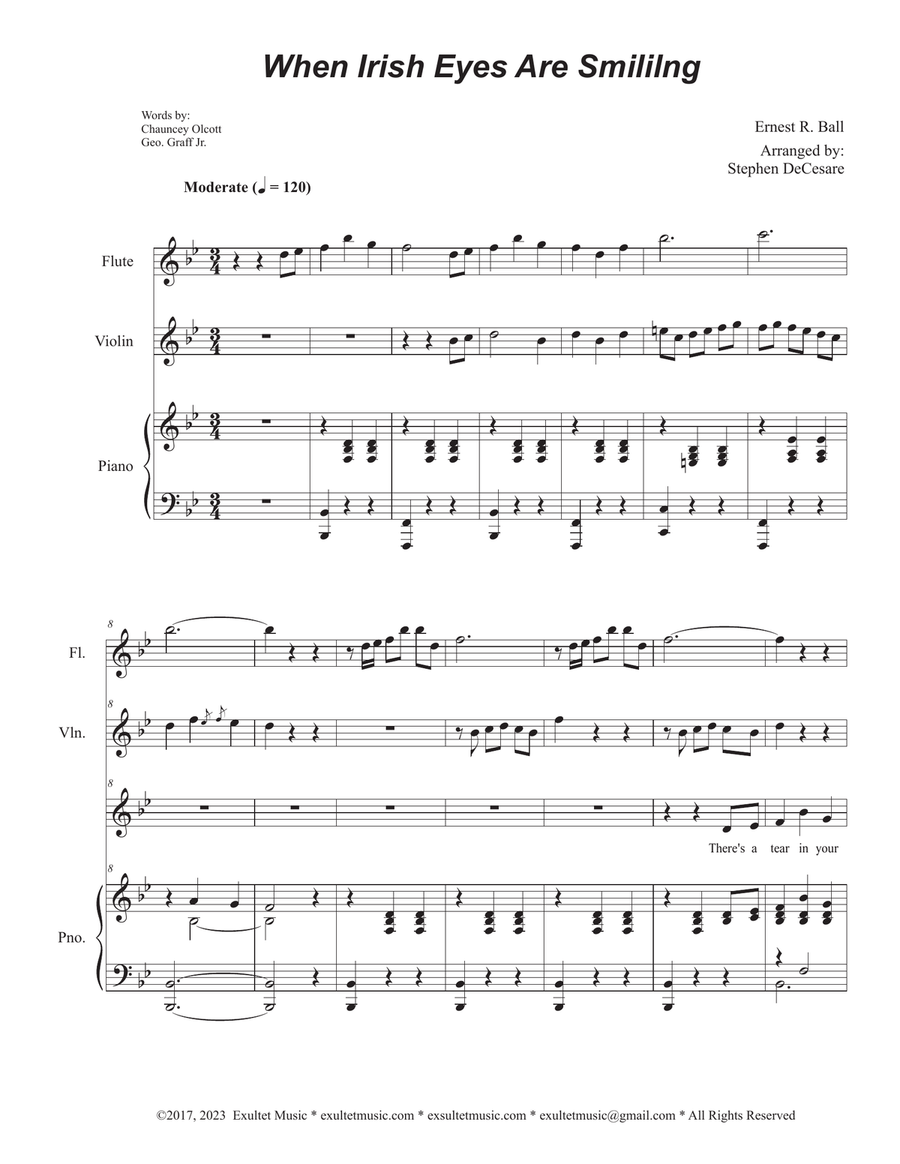 When Irish Eyes Are Smiling (Unison choir - Low Key) Unison Choir scores gallery preview page 1