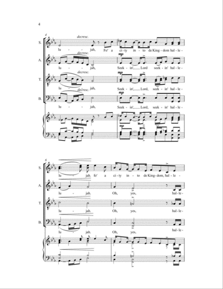 I Don' Feel No Ways Tired 4-Part scores gallery preview page 6