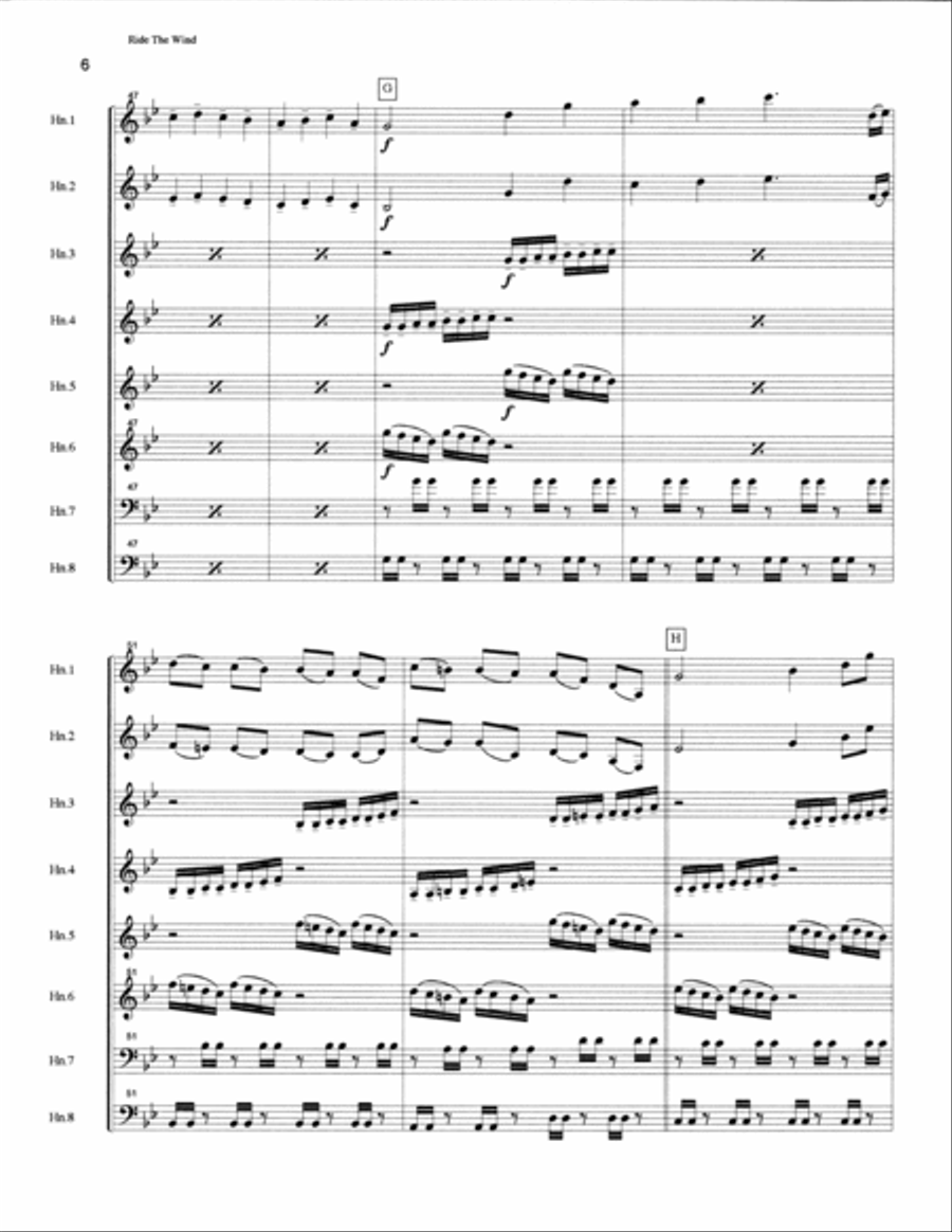 Ride The Wind for French Horn Octet Brass Ensemble scores gallery preview page 6