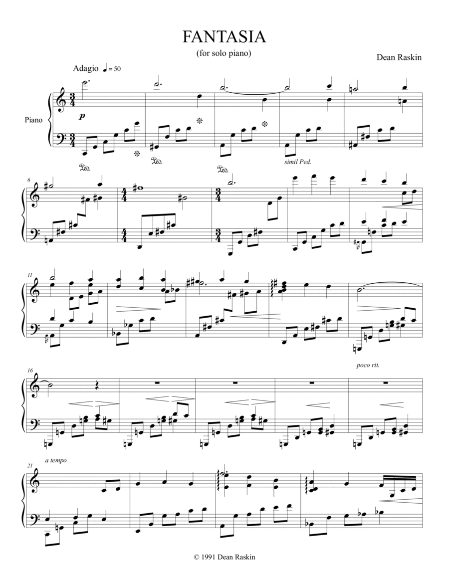 Fantasia for Solo Piano Piano Solo scores gallery preview page 1