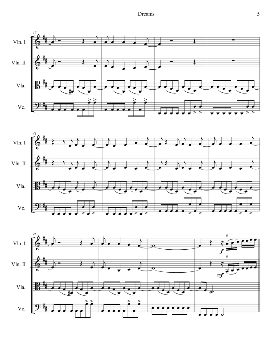 Dreams Dreams String Quartet scores gallery preview page 6