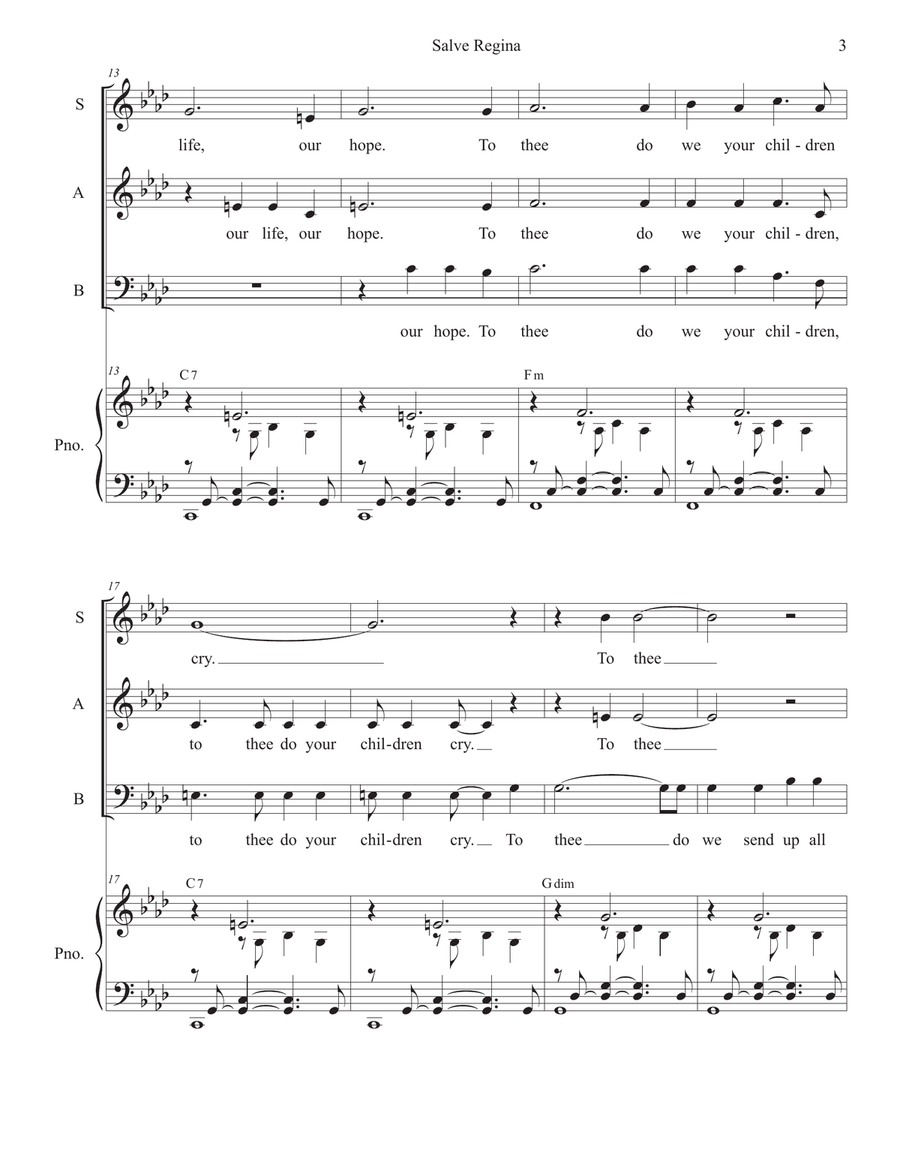 Salve Regina in A-flat (Vocal Trio - (SAB) 3-Part scores gallery preview page 3