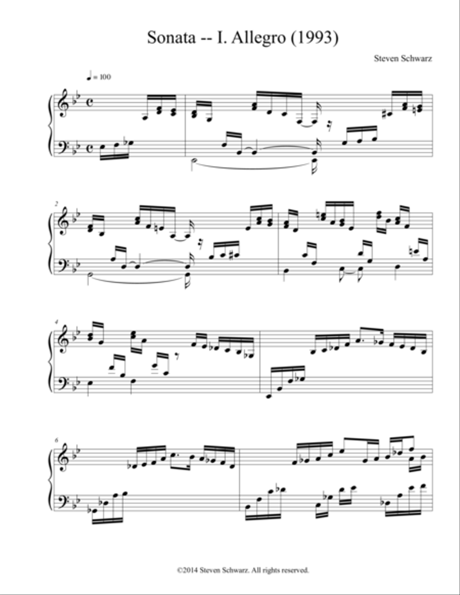 Sonata in B♭ (1993) Piano Solo scores gallery preview page 1
