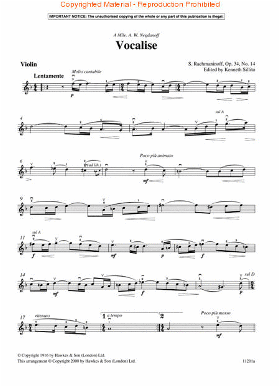 Vocalise Op. 34, No. 14 Violin Solo scores gallery preview page 2