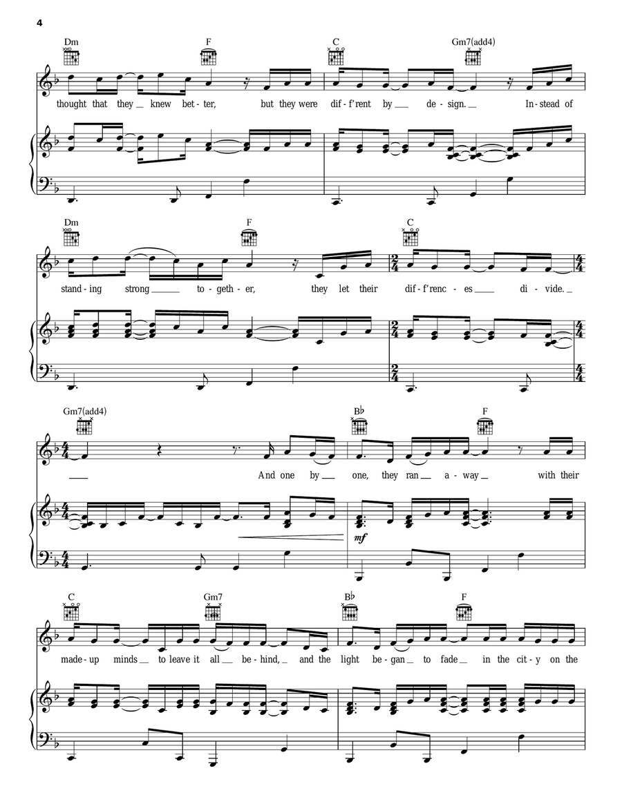 City On The Hill Piano, Vocal, Guitar scores gallery preview page 4