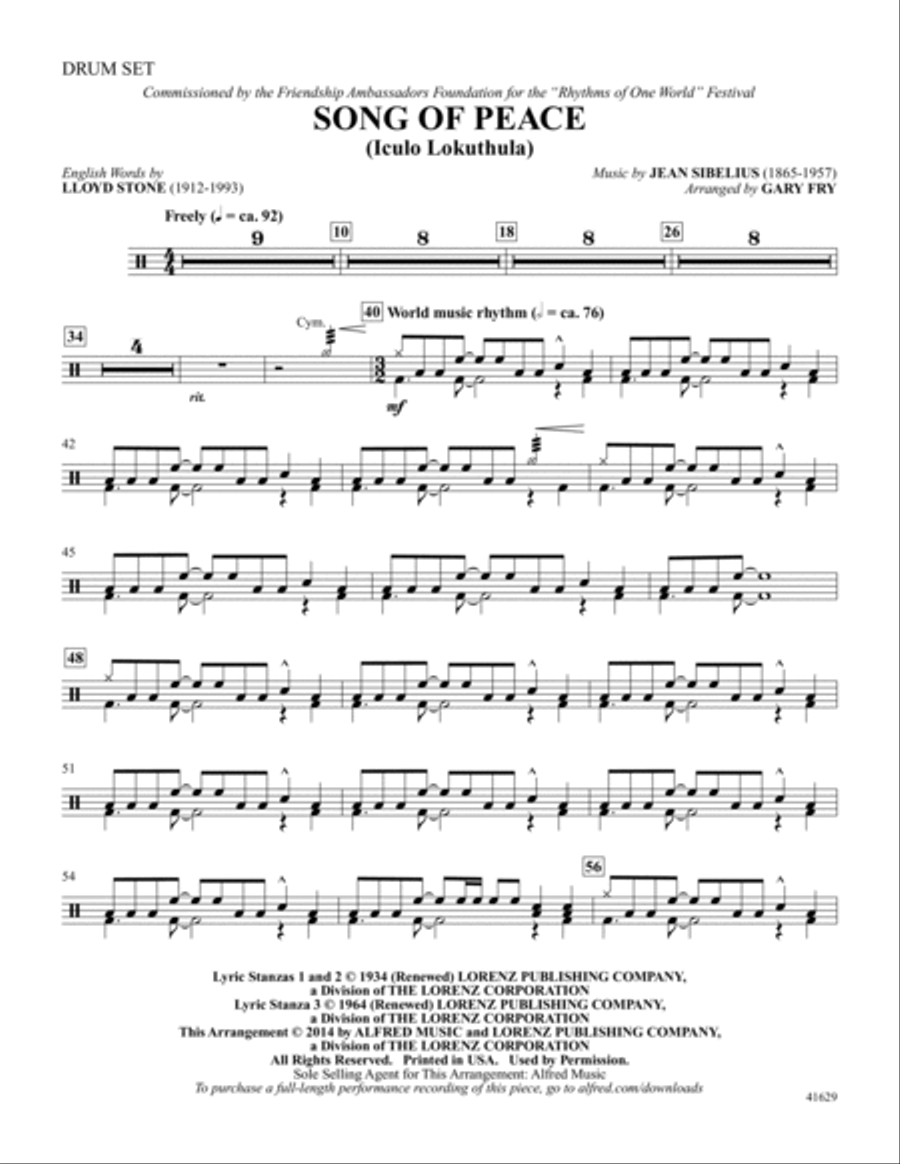 Song of Peace: Drums Song of Peace: Drums Drums scores gallery preview page 1