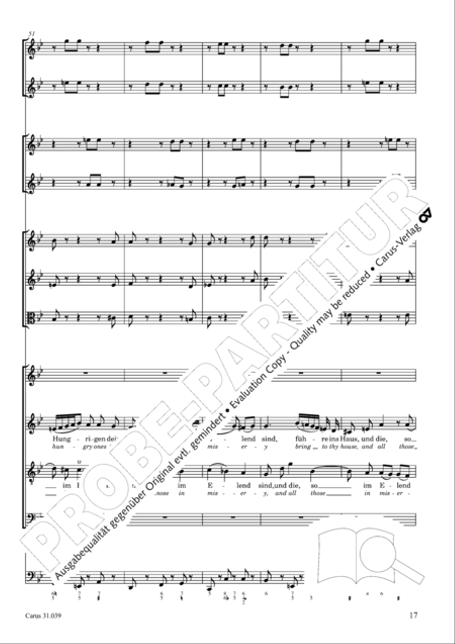 Give the hungry ones thy bread (Brich dem Hungrigen dein Brot) 4-Part scores gallery preview page 17