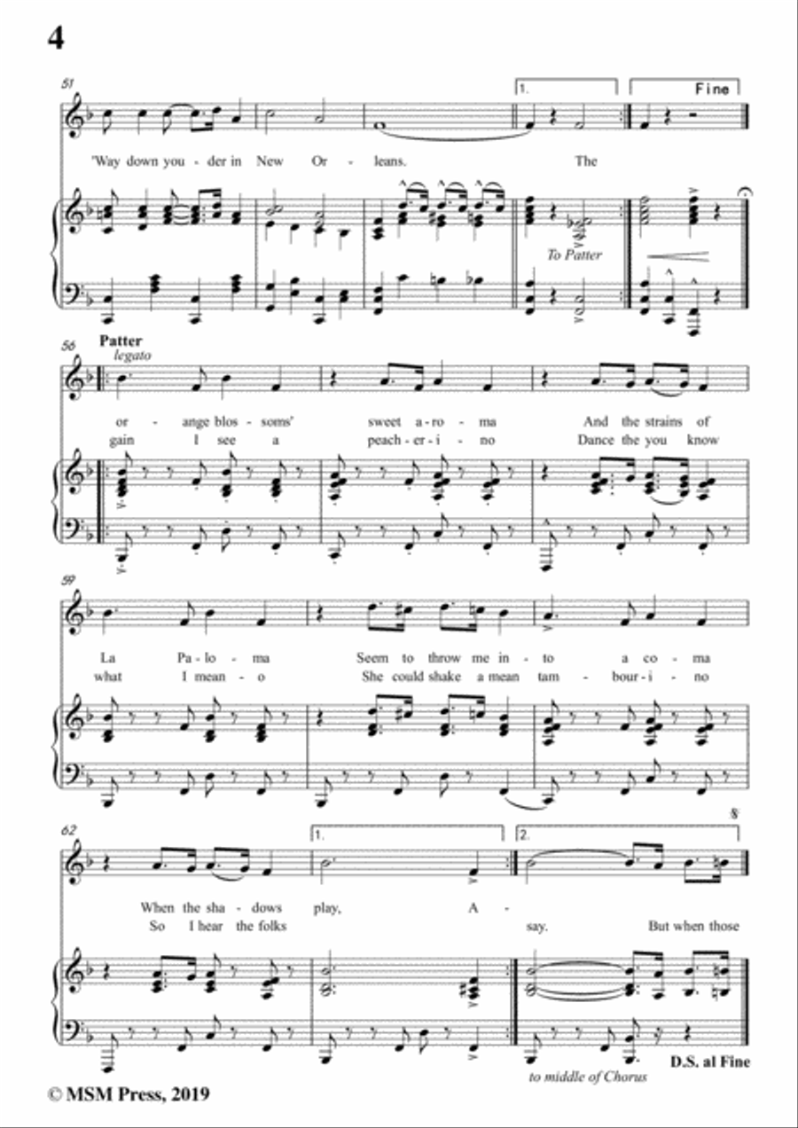 Turner Layton-Way Down Yonder in New Orleans,in F Major,for Voice&Pno
