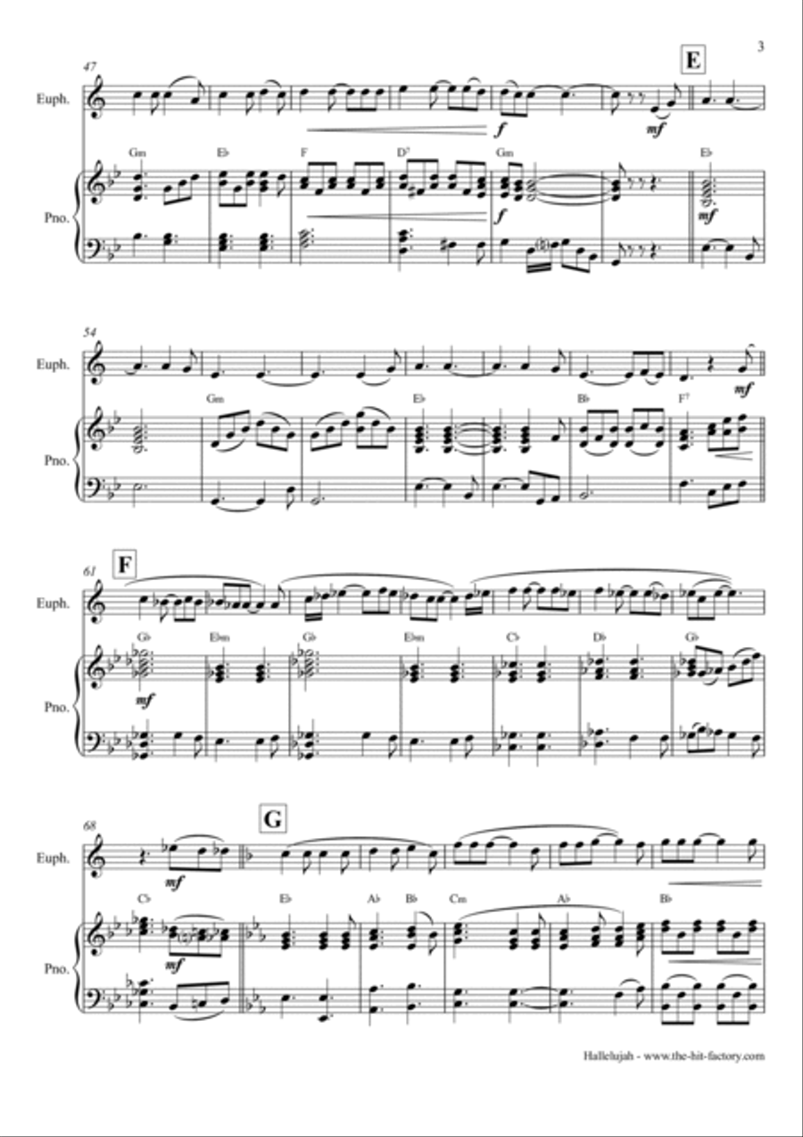 Hallelujah Euphonium scores gallery preview page 3
