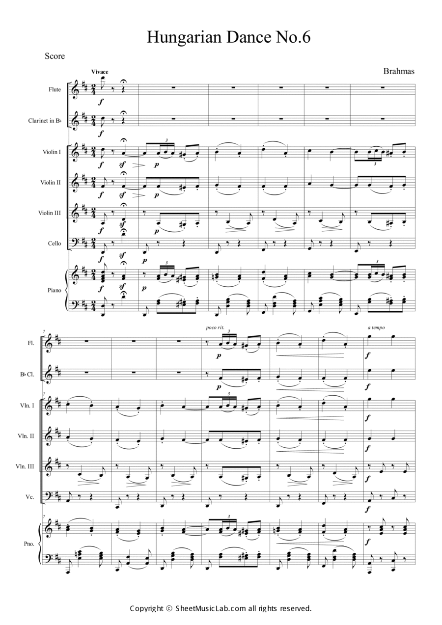 Hungarian Dances No.6 Orchestra scores gallery preview page 1