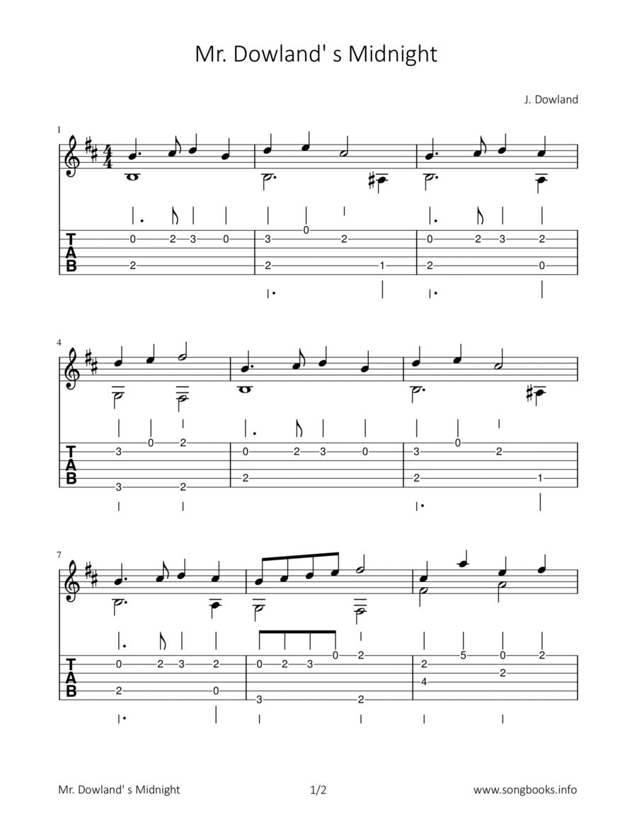 Mr. Dowland‘s Midnight Chamber Music scores gallery preview page 1