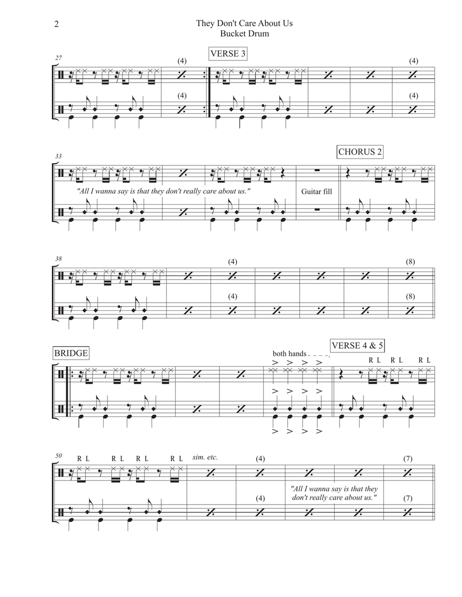 They Don't Care About Us Percussion scores gallery preview page 2