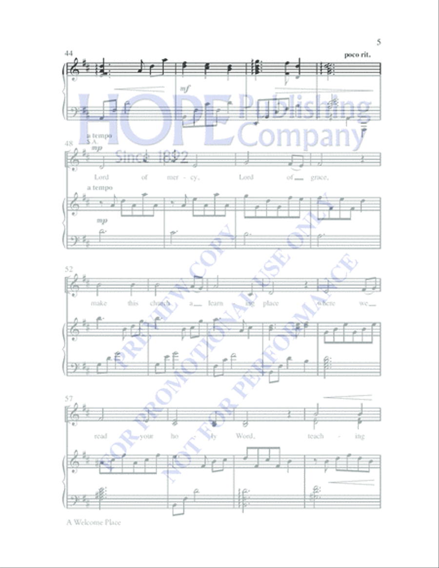 A Welcome Place 4-Part scores gallery preview page 5