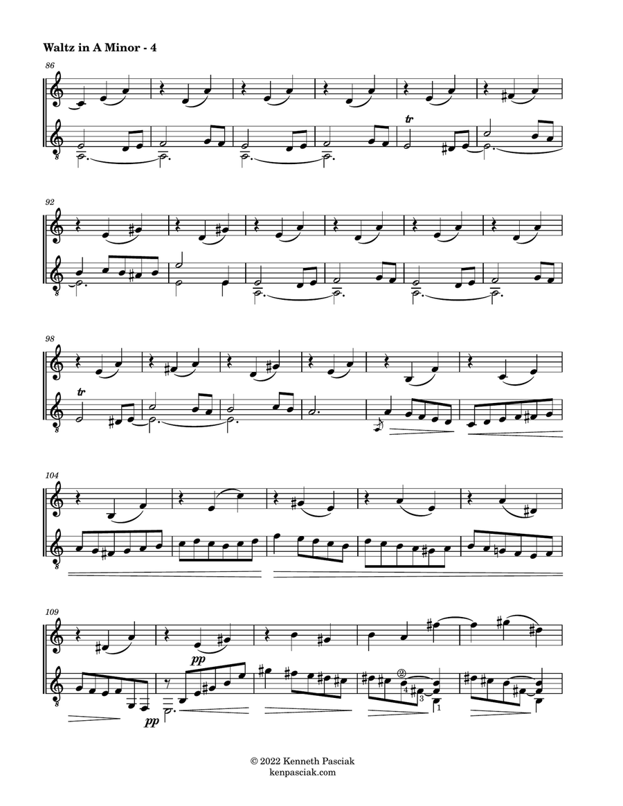 Waltz in A Minor, Op. 34 No. 2, for Violin & Guitar String Duet scores gallery preview page 6