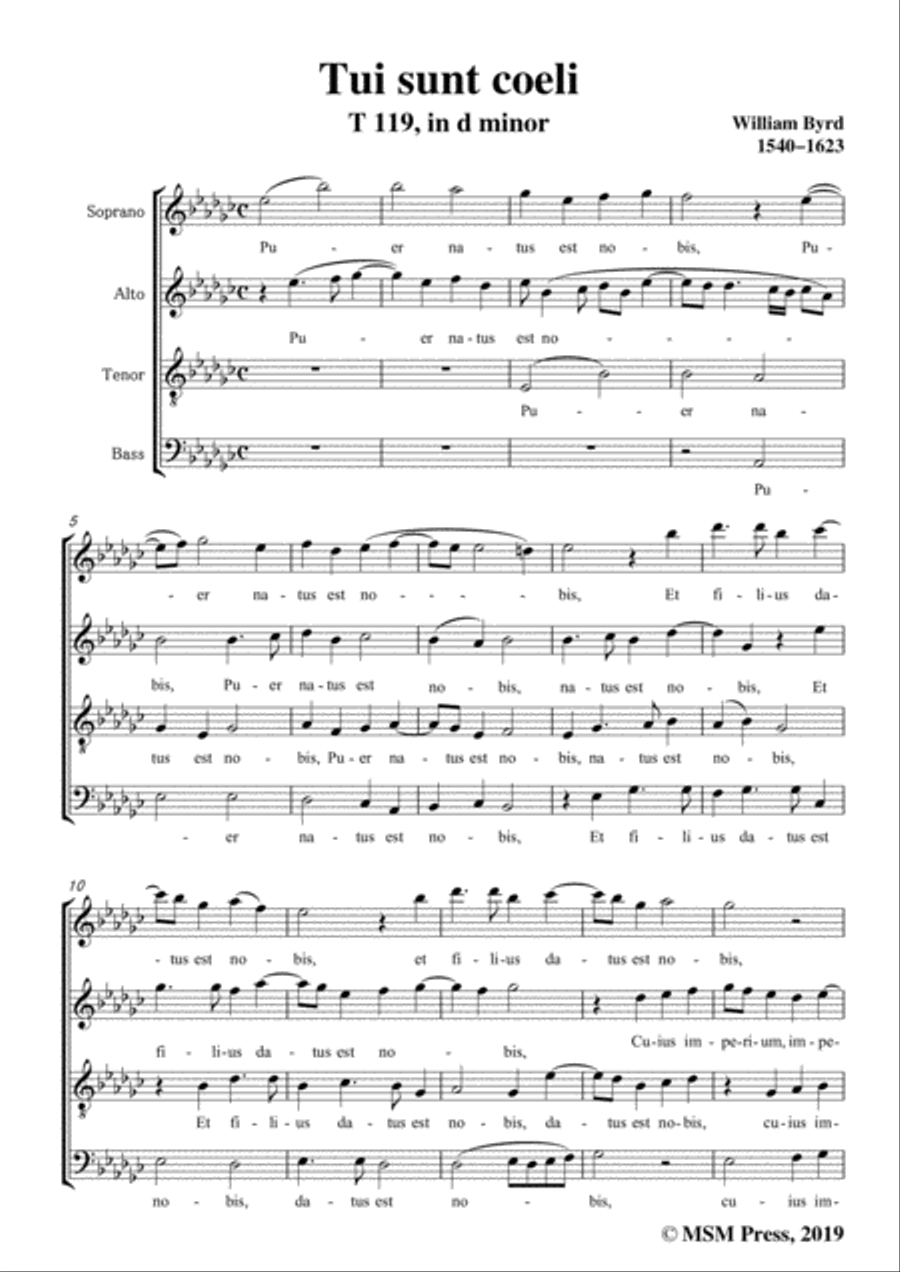 Byrd-Tui sunt coeli,T 119,in e flat minor,for A cappella 4-Part scores gallery preview page 3
