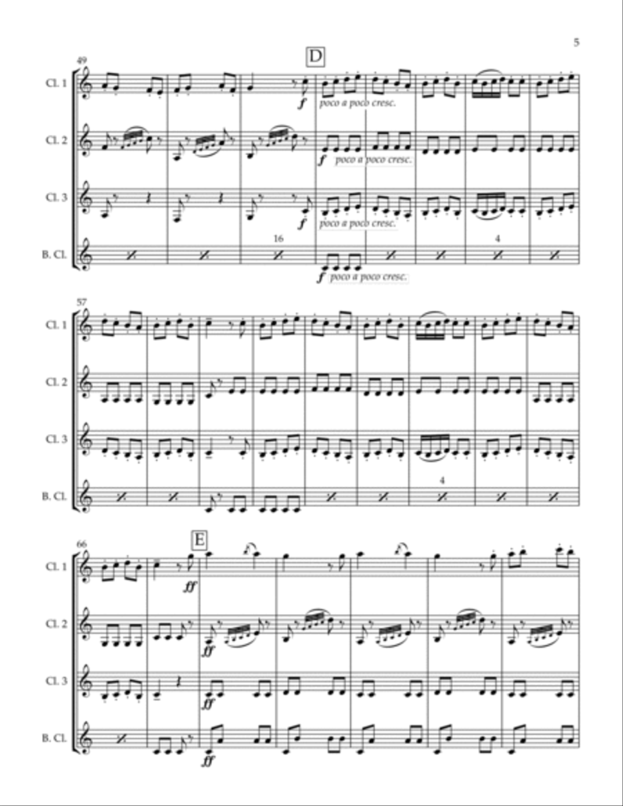 Farandole from L'Arlesienne for Clarinet Quartet Clarinet Quartet scores gallery preview page 5