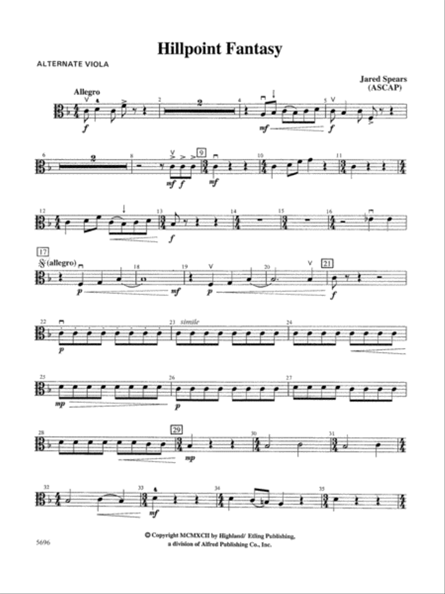 Hill Point Fantasy (Overture for Orchestra): Alternate Viola Full Orchestra scores gallery preview page 1