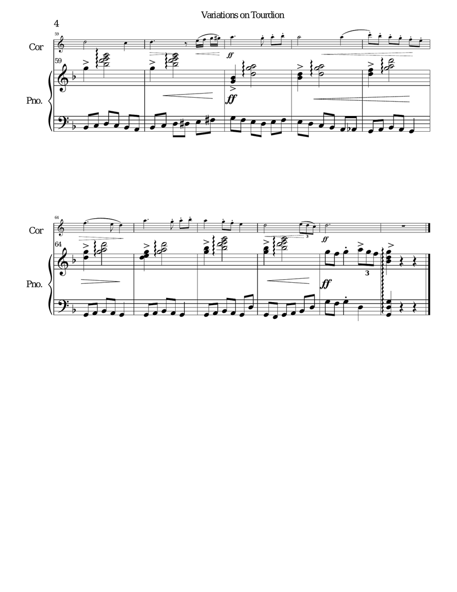 Tourdion (Quand je bois du vin clairet) for cor anglais and piano English Horn scores gallery preview page 4