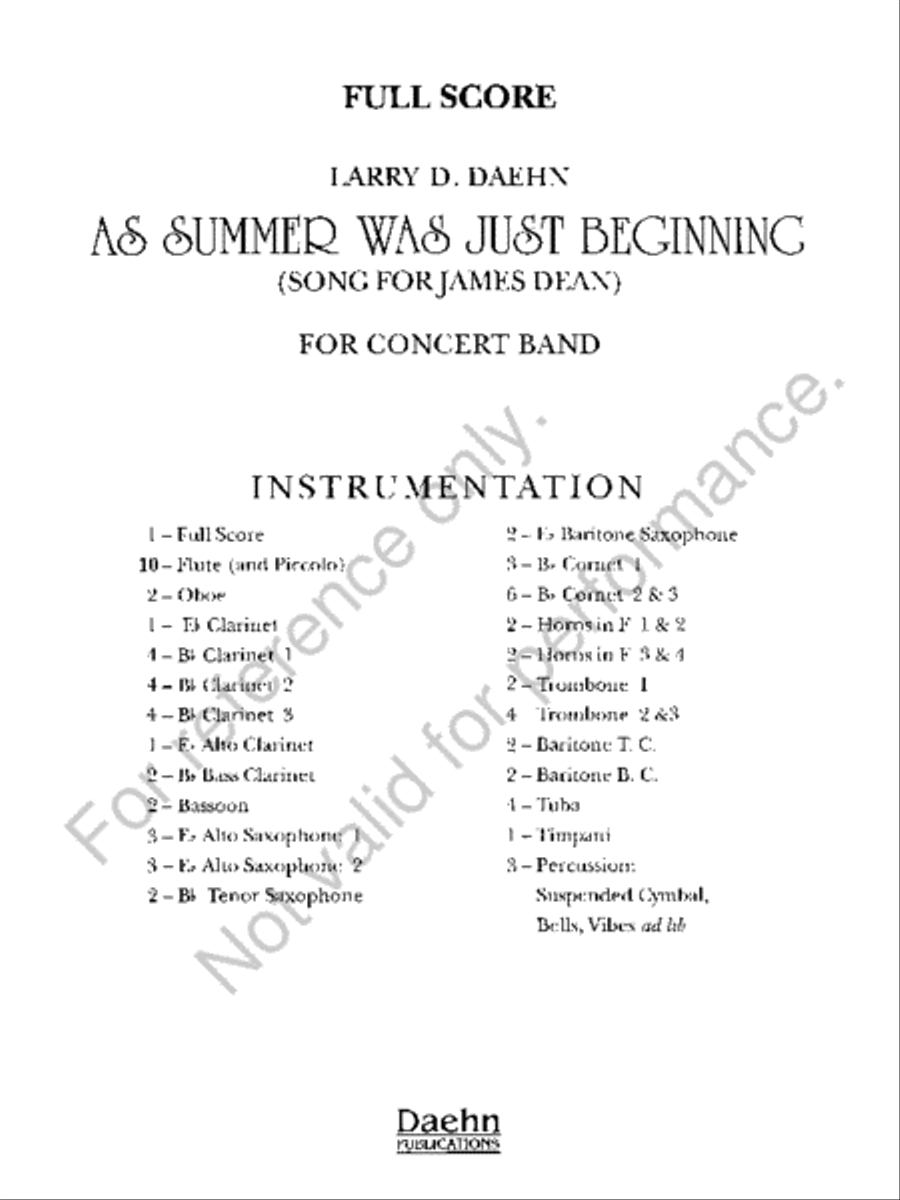 As Summer Was Just Beginning Concert Band scores gallery preview page 2