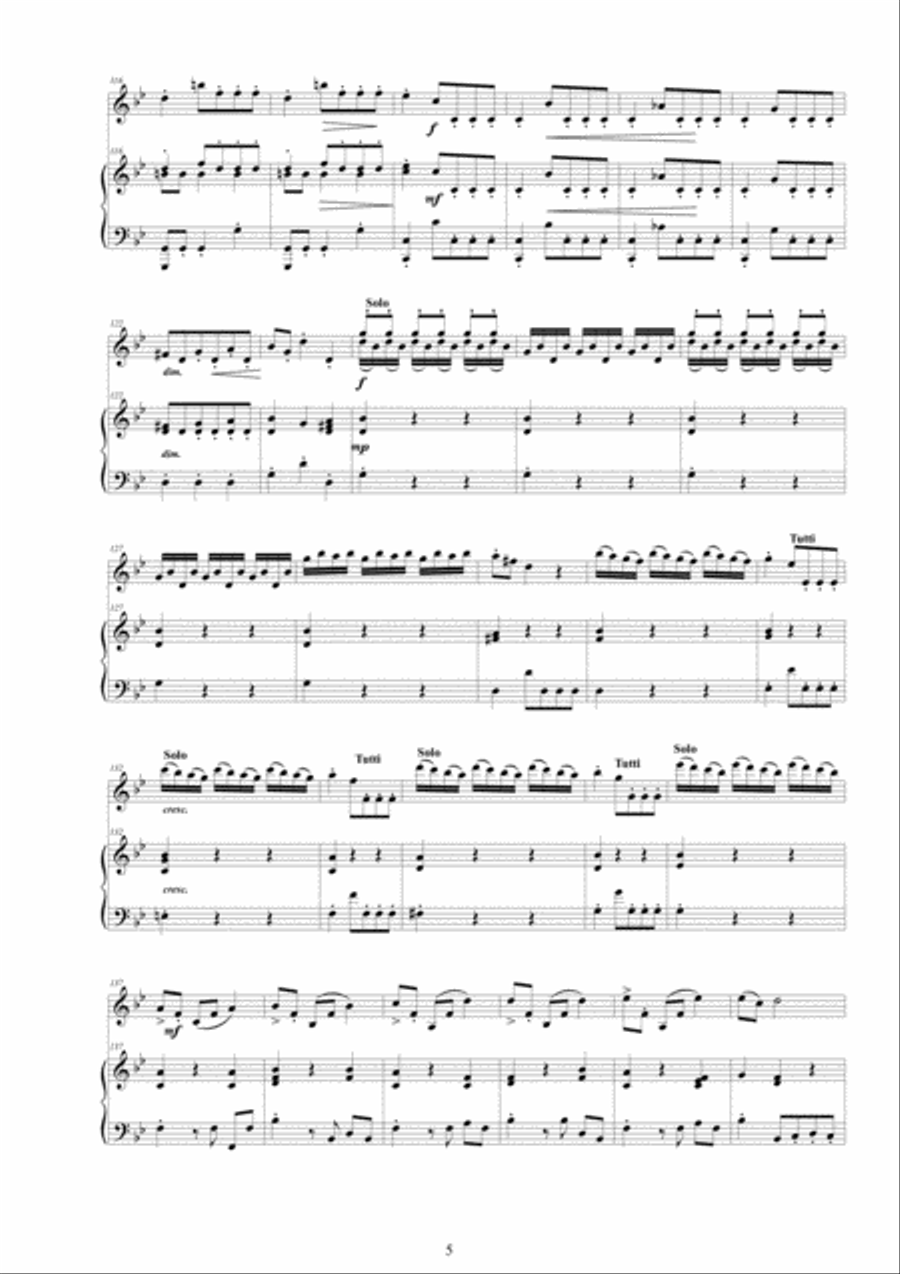 Vivaldi - Violin Concerto No.10 in B flat RV 362 (La caccia) Op.8 for Violin and Piano Violin Solo scores gallery preview page 5