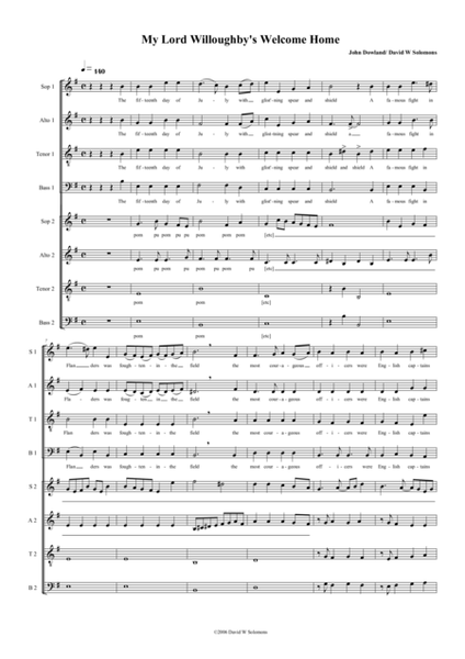 My Lord Willoughby's Welcome home (SATB-SATB version) image number null