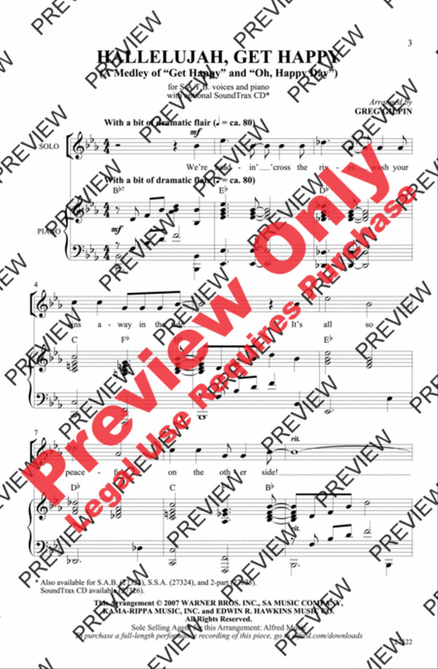 Hallelujah, Get Happy! (A Medley) 4-Part scores gallery preview page 3