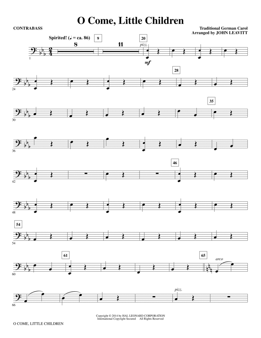 O Come, Little Children - Contrabass Choir scores gallery preview page 1