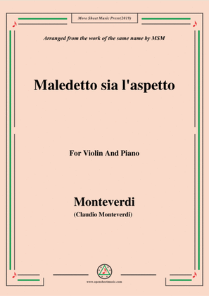 Book cover for Monteverdi-Maledetto sia l'aspetto, for Violin and Piano