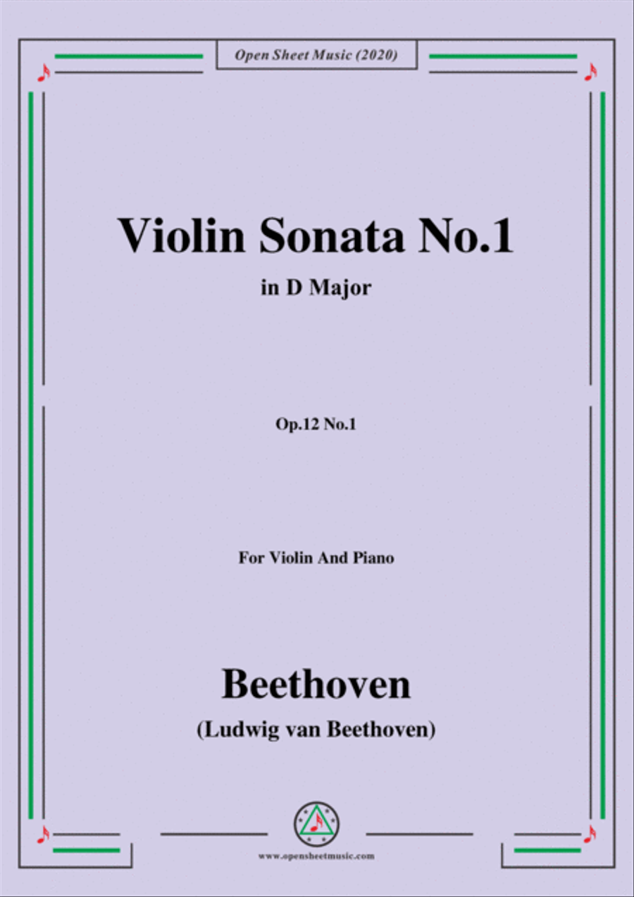 Beethoven-Violin Sonata No.1 in D Major,Op.12 No.1,for Violin and Piano Violin Solo scores gallery preview page 1
