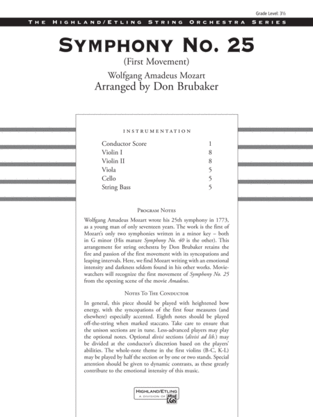 Symphony No. 25, First Movement: Score