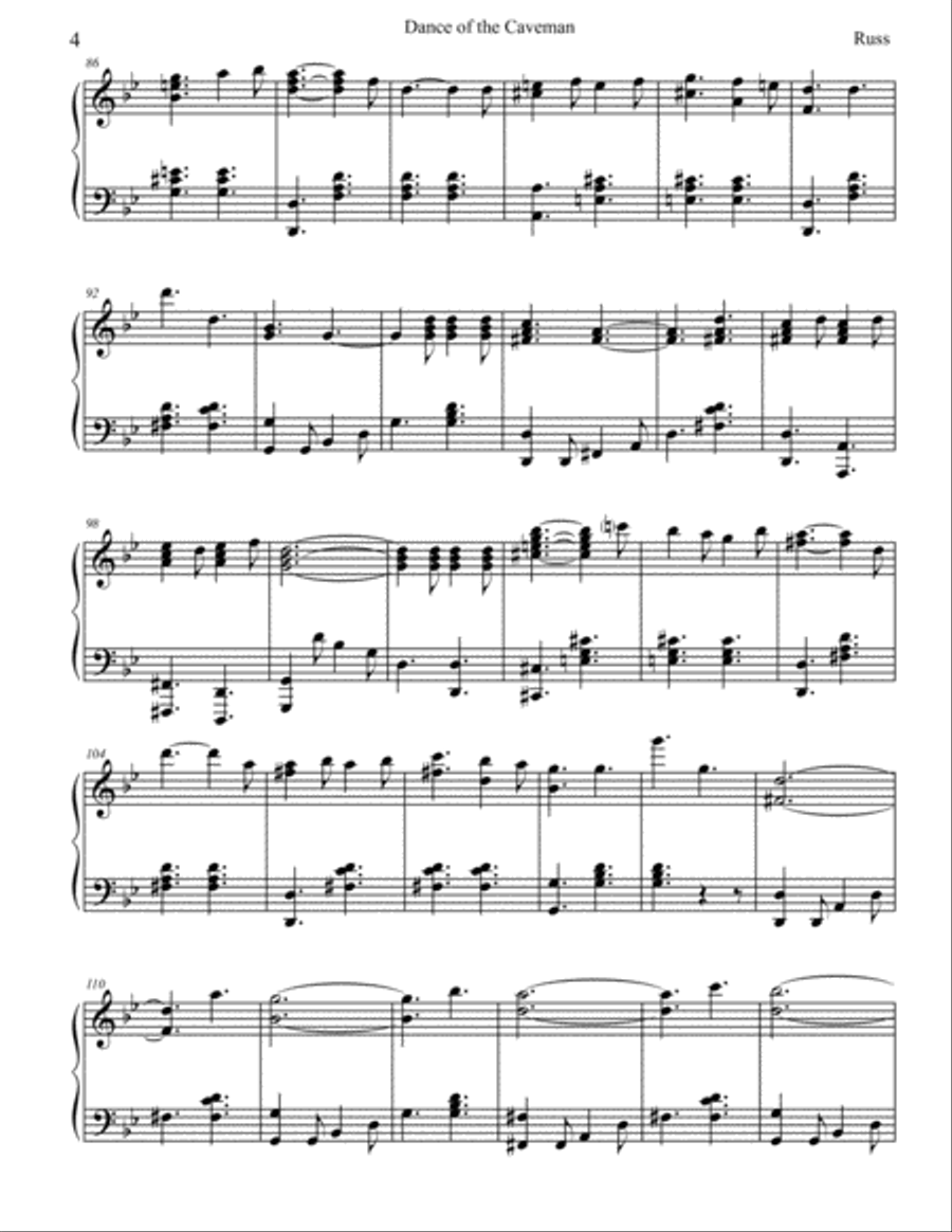 Dance of the Caveman Piano Solo scores gallery preview page 4