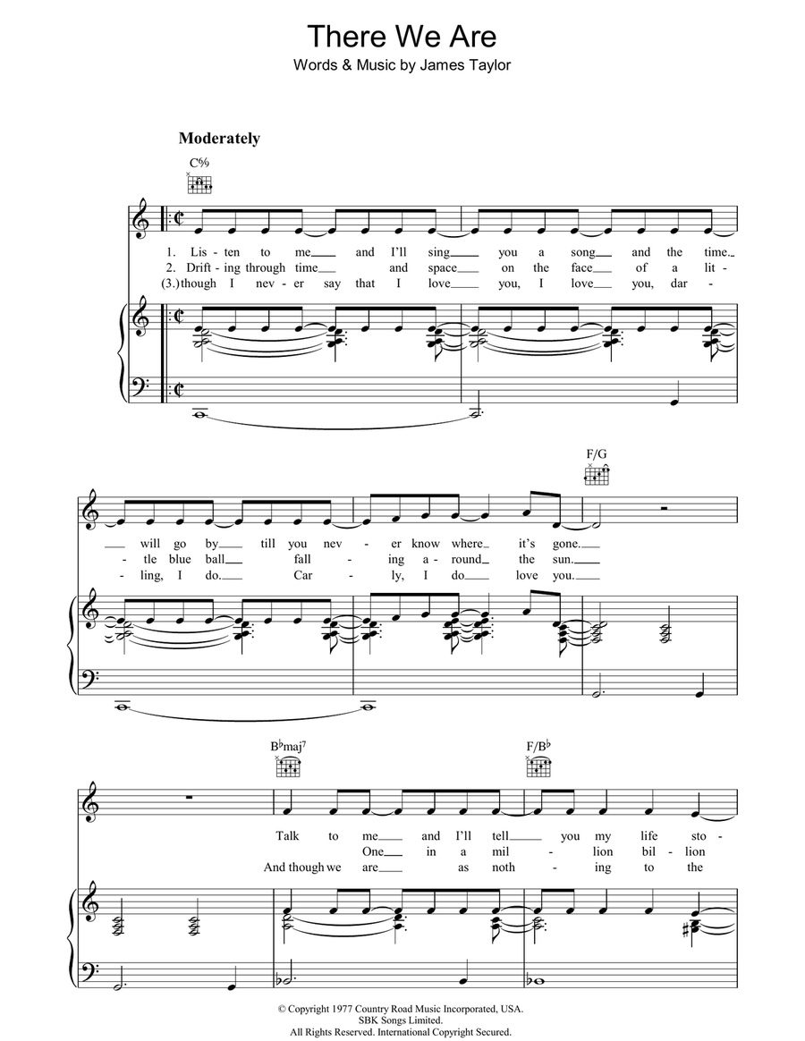 There We Are Piano, Vocal, Guitar scores gallery preview page 1