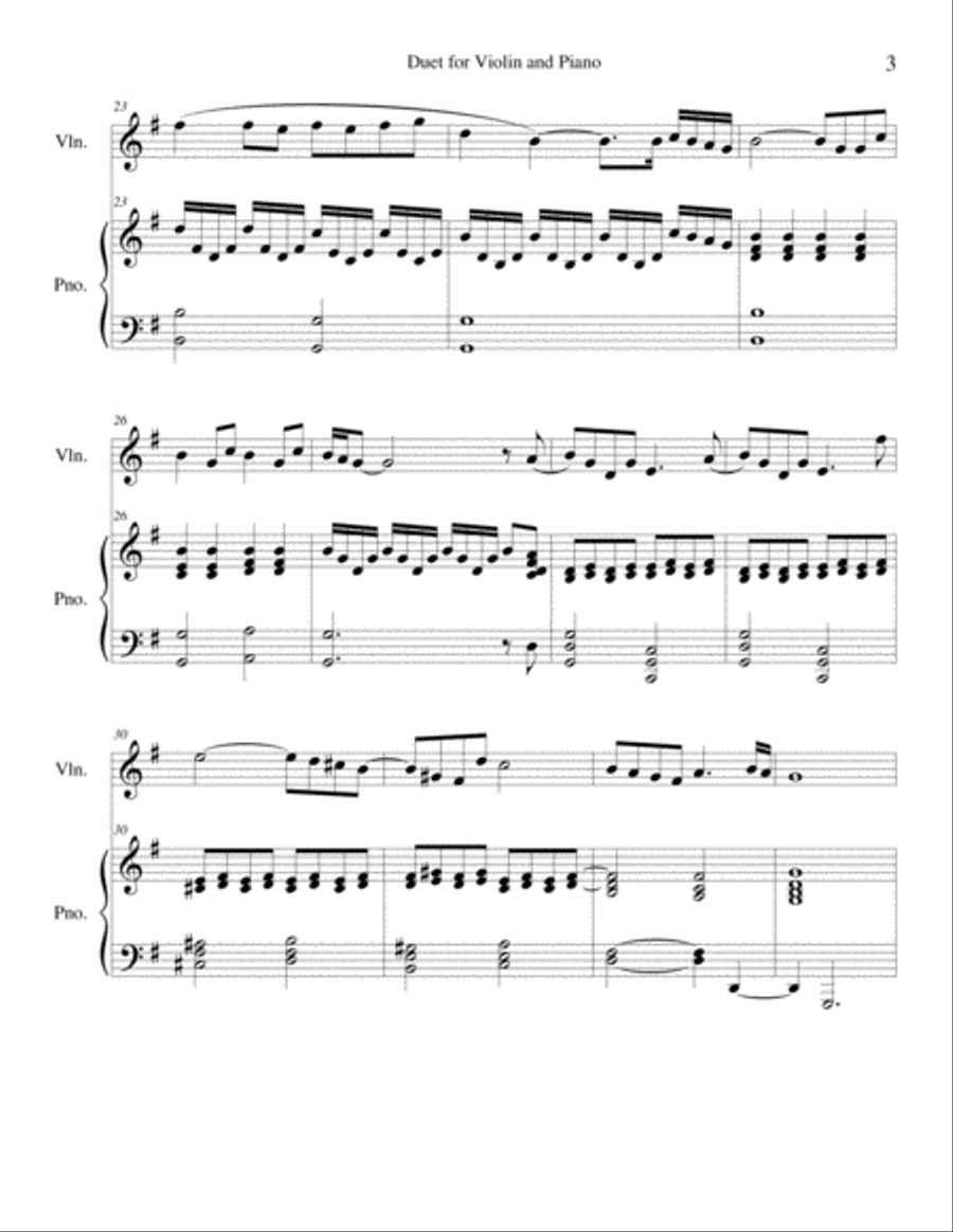 Duet for Violin and Piano Violin Solo scores gallery preview page 3