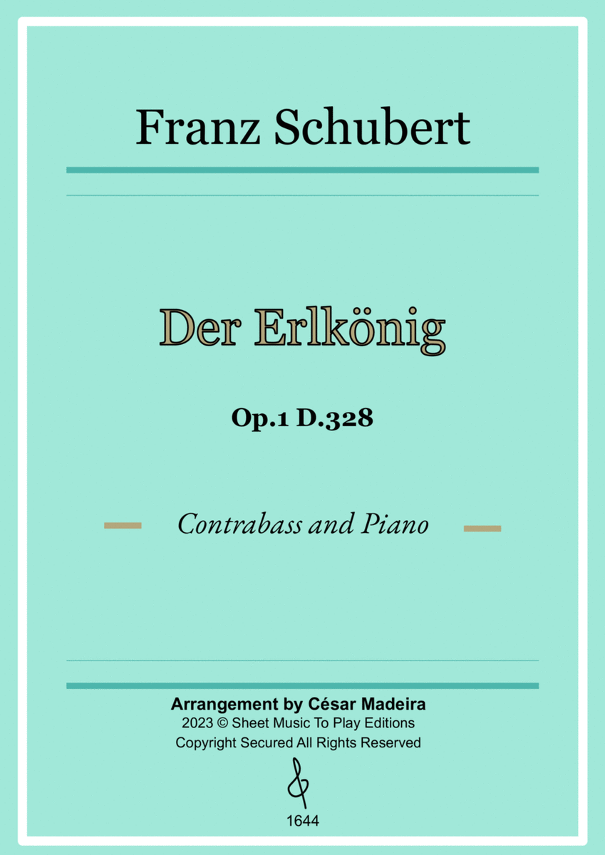 Der Erlkönig by Schubert - Contrabass and Piano (Full Score and Parts) image number null